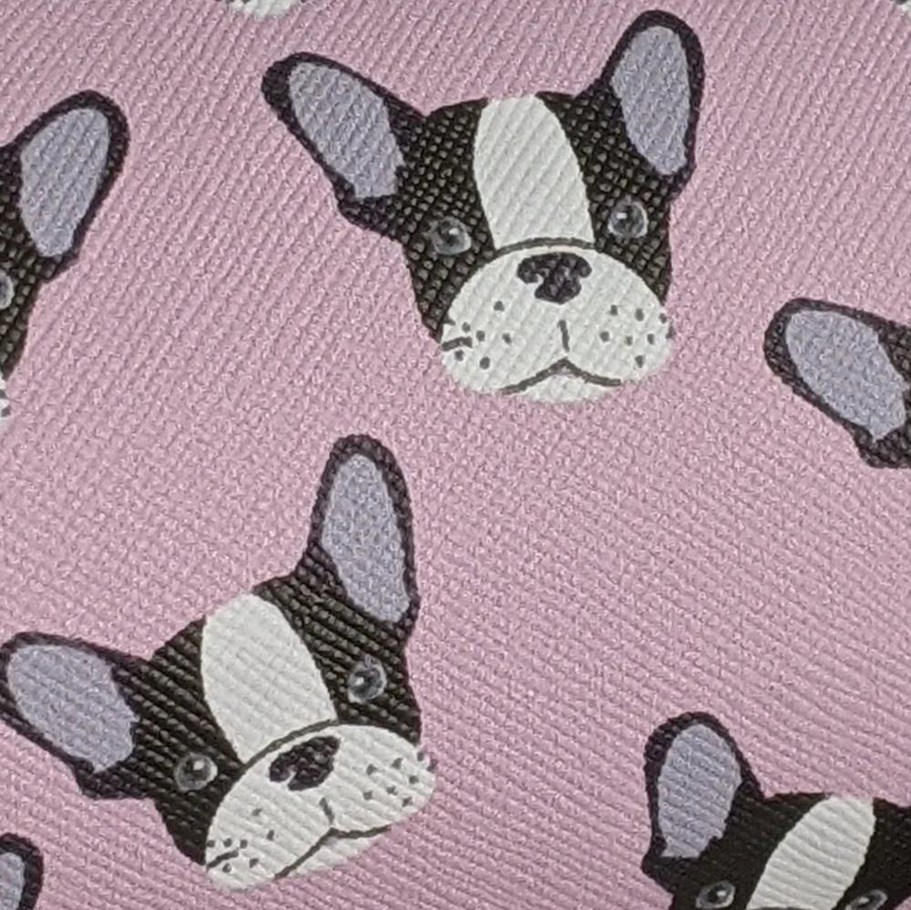 Boston Terrier Frenchie Small Cosmetic Pencil Case PVC Saffiano Pink NWT